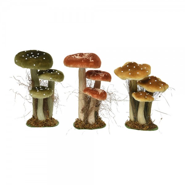 Conjunto 3 setas sobre musgo, 14 x 18 x 26 cm, colores surtidos