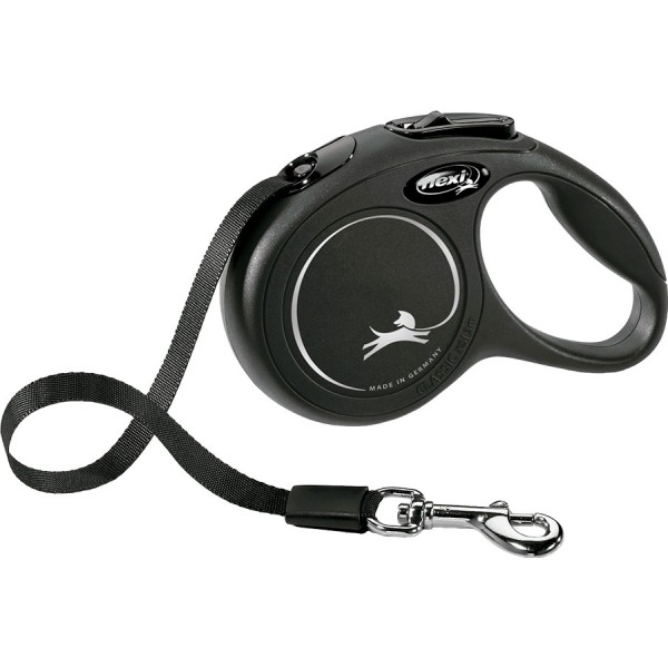 Correa extensible flexi classic negra, cinta 5 m, l, hasta 50 kg